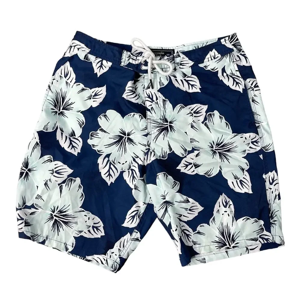 Abercrombie & Fitch Swim Trunks Men's Size 30 Tropical Floral Blue